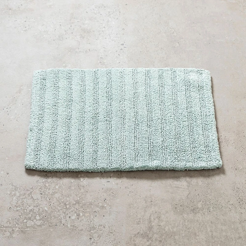 KSP Plush Stripe Cotton Reversible Bathmat 17x24" (Aqua)