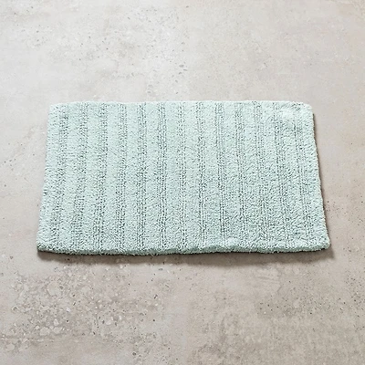KSP Plush Stripe Cotton Reversible Bathmat 17x24" (Aqua)