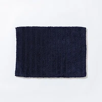 KSP Plush Stripe Cotton Reversible Bathmat 17x24" (Dark Blue)