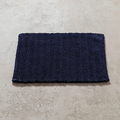 KSP Plush Stripe Cotton Reversible Bathmat 17x24" (Dark Blue)