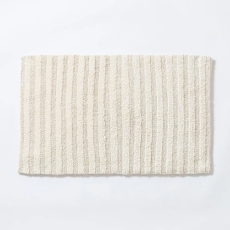 KSP Plush Stripe Cotton Reversible Bathmat 20x32" (Natural)