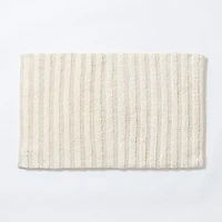 KSP Plush Stripe Cotton Reversible Bathmat 20x32" (Natural)