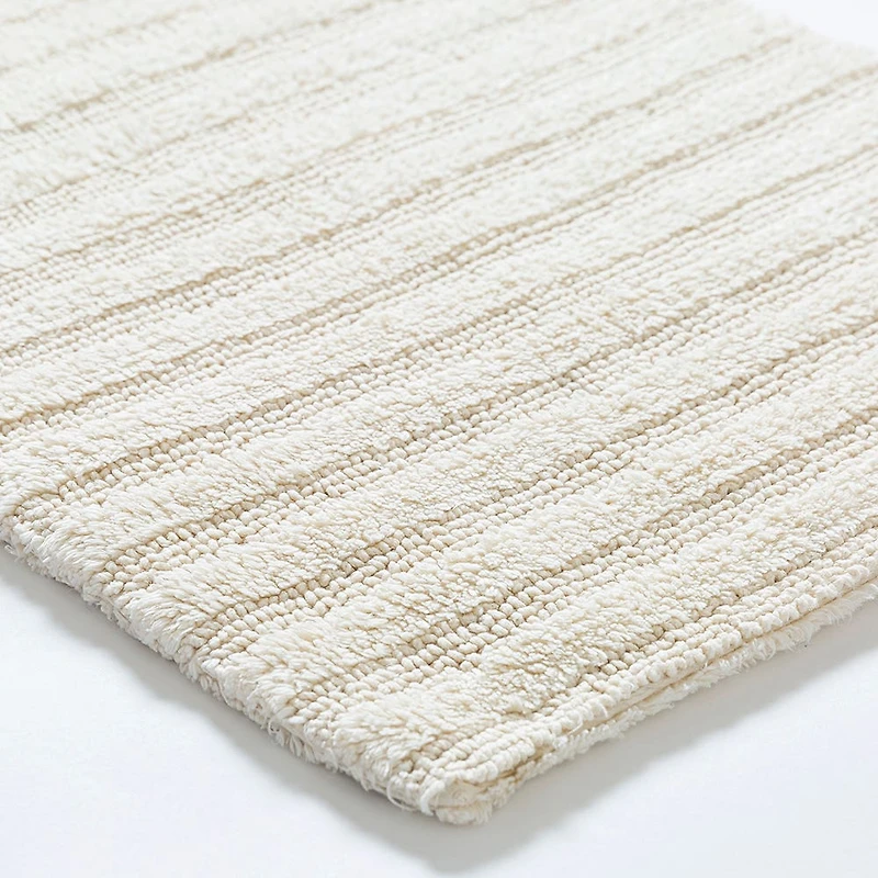 KSP Plush Stripe Cotton Reversible Bathmat 20x32" (Natural)