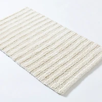 KSP Plush Stripe Cotton Reversible Bathmat 20x32" (Natural)