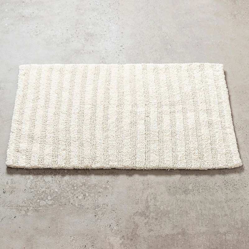 KSP Plush Stripe Cotton Reversible Bathmat 20x32" (Natural)