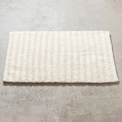 KSP Plush Stripe Cotton Reversible Bathmat 20x32" (Natural)