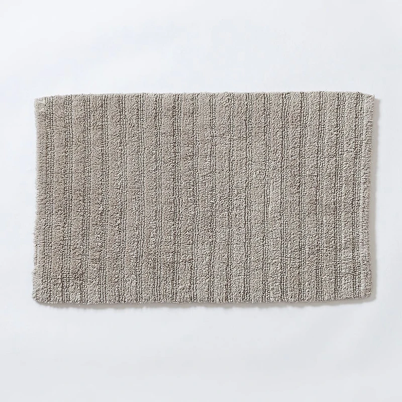 KSP Plush Stripe Cotton Reversible Bathmat 20x32" (Light Grey)
