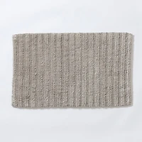 KSP Plush Stripe Cotton Reversible Bathmat 20x32" (Light Grey)