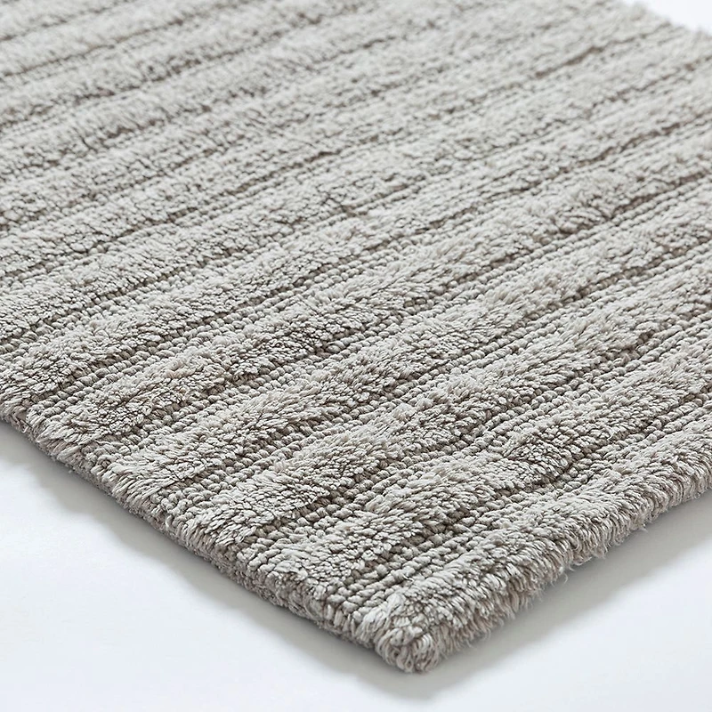 KSP Plush Stripe Cotton Reversible Bathmat 20x32" (Light Grey)