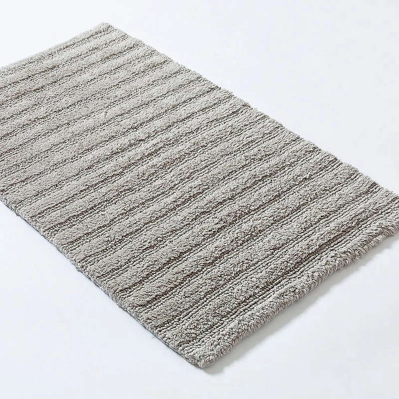 KSP Plush Stripe Cotton Reversible Bathmat 20x32" (Light Grey)