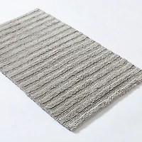 KSP Plush Stripe Cotton Reversible Bathmat 20x32" (Light Grey)