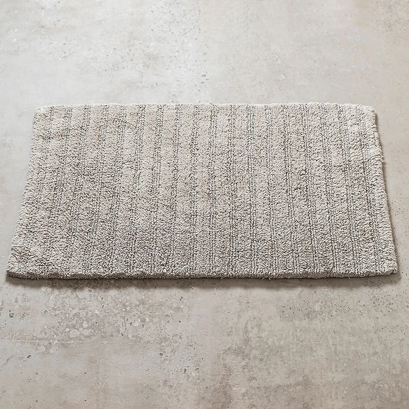 KSP Plush Stripe Cotton Reversible Bathmat 20x32" (Light Grey)