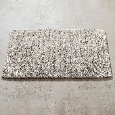 KSP Plush Stripe Cotton Reversible Bathmat 20x32" (Light Grey)