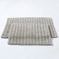 KSP Plush Stripe Cotton Reversible Bathmat 20x32" (Light Grey)