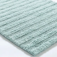KSP Plush Stripe Cotton Reversible Bathmat 20x32" (Aqua)