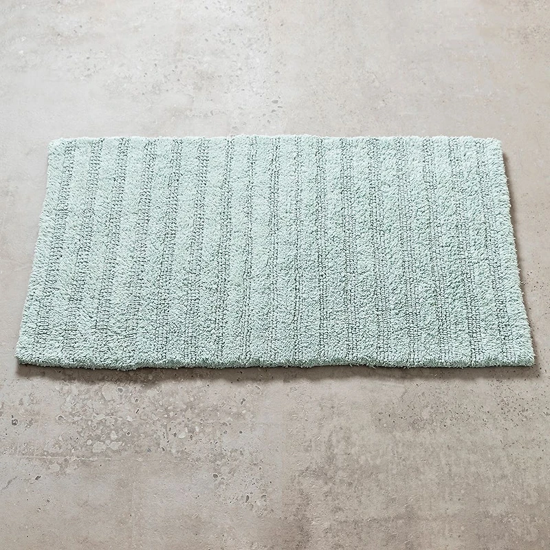 KSP Plush Stripe Cotton Reversible Bathmat 20x32" (Aqua)