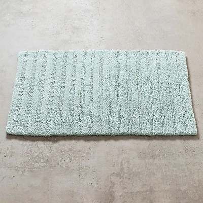 KSP Plush Stripe Cotton Reversible Bathmat 20x32" (Aqua)