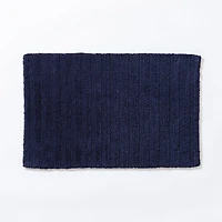 KSP Plush Stripe Cotton Reversible Bathmat 20x32" (Dark Blue)