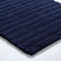 KSP Plush Stripe Cotton Reversible Bathmat 20x32" (Dark Blue)