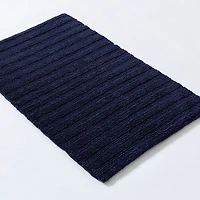 KSP Plush Stripe Cotton Reversible Bathmat 20x32" (Dark Blue)