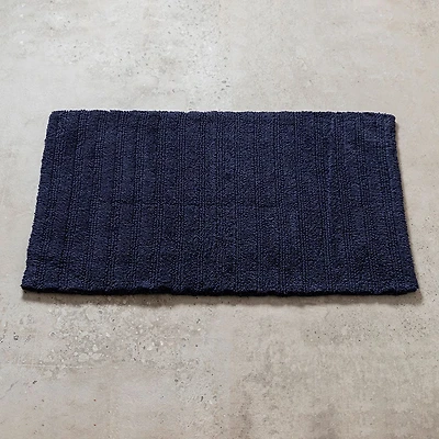 KSP Plush Stripe Cotton Reversible Bathmat 20x32" (Dark Blue)