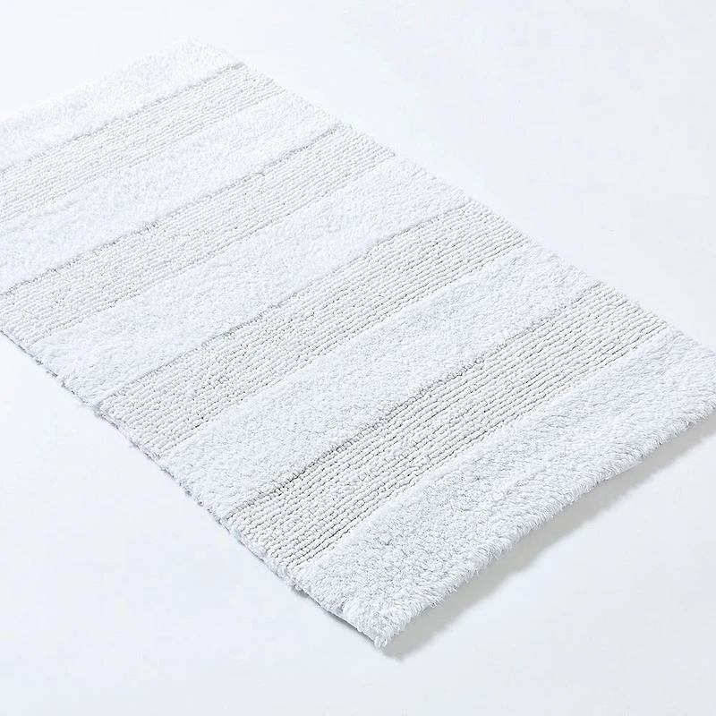 KSP Plush Thick Stripe Cotton Reversible Bathmat 20x32