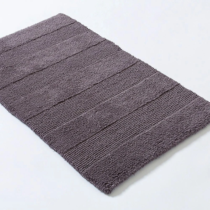 KSP Plush Thick Stripe Cotton Reversible Bathmat 20x32" (Dark Grey)