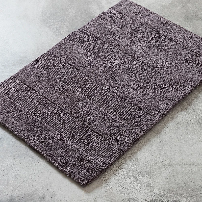 KSP Plush Thick Stripe Cotton Reversible Bathmat 20x32" (Dark Grey)