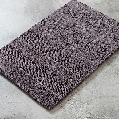 KSP Plush Thick Stripe Cotton Reversible Bathmat 20x32" (Dark Grey)