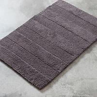 KSP Plush Thick Stripe Cotton Reversible Bathmat 20x32" (Dark Grey)