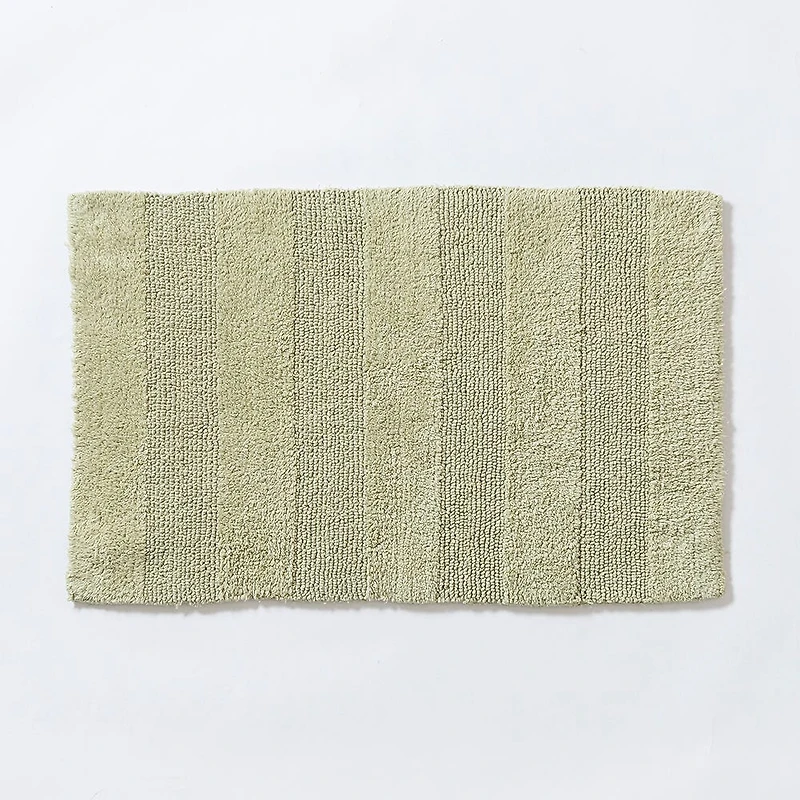 KSP Plush Thick Stripe Cotton Reversible Bathmat 20x32" (Sage)