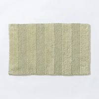KSP Plush Thick Stripe Cotton Reversible Bathmat 20x32" (Sage)