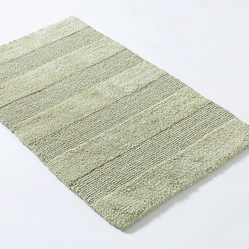KSP Plush Thick Stripe Cotton Reversible Bathmat 20x32" (Sage)
