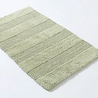 KSP Plush Thick Stripe Cotton Reversible Bathmat 20x32" (Sage)