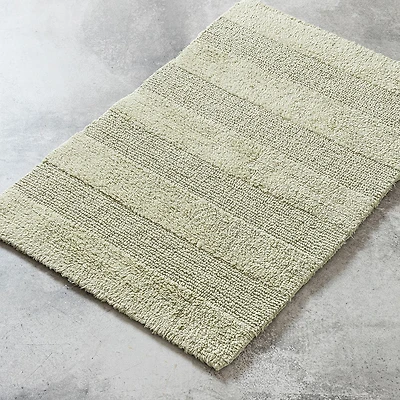 KSP Plush Thick Stripe Cotton Reversible Bathmat 20x32" (Sage)