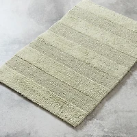 KSP Plush Thick Stripe Cotton Reversible Bathmat 20x32" (Sage)
