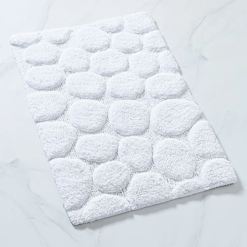 KSP Plush Pebble Anti-Skid Cotton Bathmat 20x32" (White)