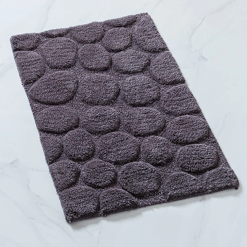 KSP Plush Pebble Anti-Skid Cotton Bathmat 20x32" (Dark Grey)