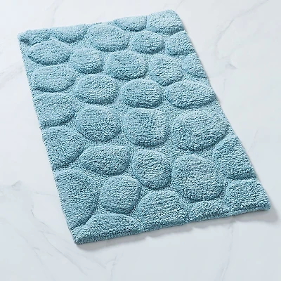 KSP Plush Pebble Anti-Skid Cotton Bathmat 20x32" (Light Blue)