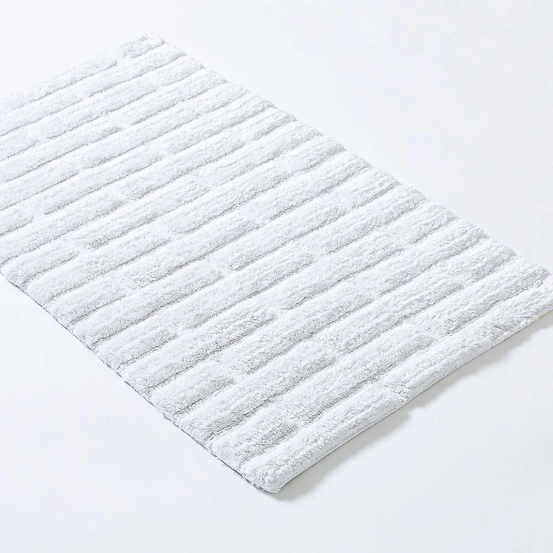 KSP Plush Tile Anti-Skid Cotton Bathmat 20x32" (White)