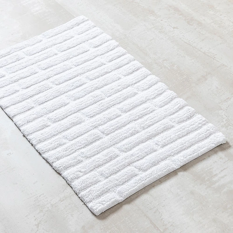 KSP Plush Tile Anti-Skid Cotton Bathmat 20x32" (White)