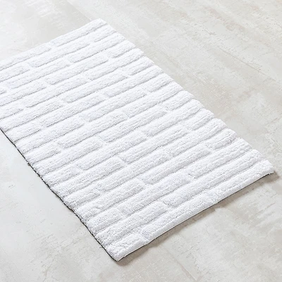 KSP Plush Tile Anti-Skid Cotton Bathmat 20x32" (White)