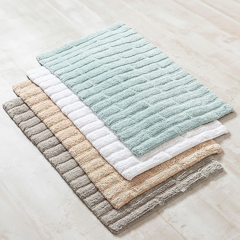 KSP Plush Tile Anti-Skid Cotton Bathmat 20x32" (White)