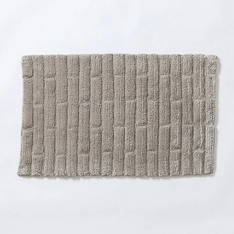 KSP Plush Tile Anti-Skid Cotton Bathmat 20x32" (Light Grey)