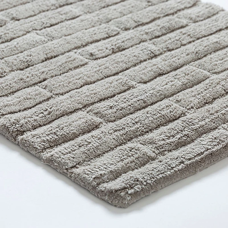 KSP Plush Tile Anti-Skid Cotton Bathmat 20x32" (Light Grey)