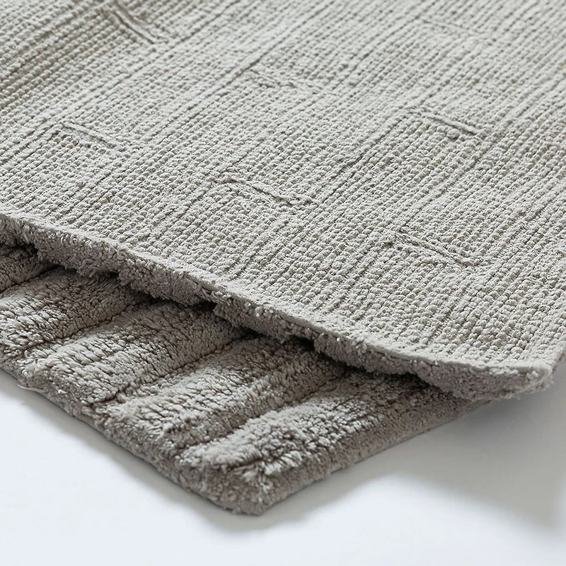 KSP Plush Tile Anti-Skid Cotton Bathmat 20x32" (Light Grey)
