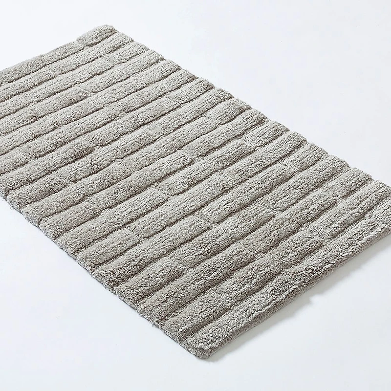KSP Plush Tile Anti-Skid Cotton Bathmat 20x32" (Light Grey)