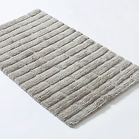 KSP Plush Tile Anti-Skid Cotton Bathmat 20x32" (Light Grey)