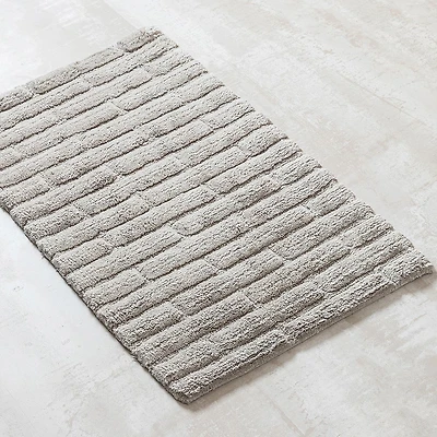 KSP Plush Tile Anti-Skid Cotton Bathmat 20x32" (Light Grey)