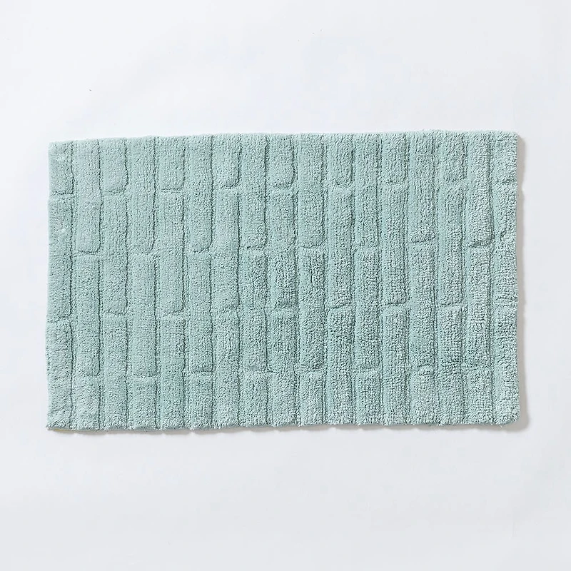 KSP Plush Tile Anti-Skid Cotton Bathmat 20x32" (Aqua)